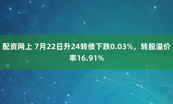 配资网上 7月22日升24转债下跌0.03%,转股溢价率16.91%